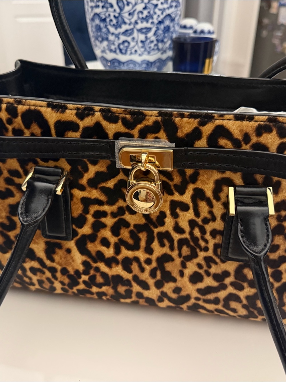 Michael Kors Black & Brown Leopard Print Shoulder Bag - Picture 5 of 11